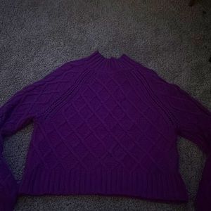 american eagle knitted purple turtleneck cropped sweater